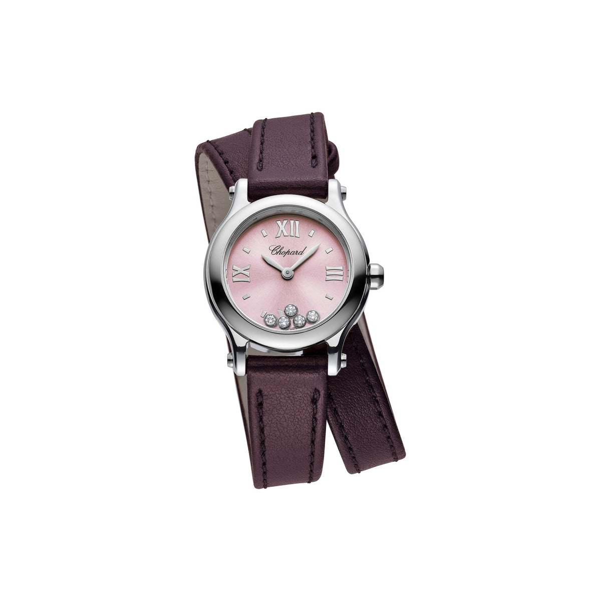 Chopard Happy Sport watch in stainless steel with moving diamonds and sapphires