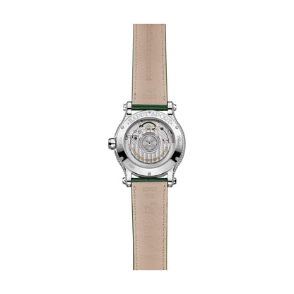 Chopard Happy Sport watch in 18k ethical white gold with diamonds and tsavorites, view 2