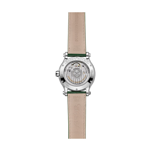 Chopard Happy Sport watch in 18k ethical white gold with diamonds and tsavorites, view 2