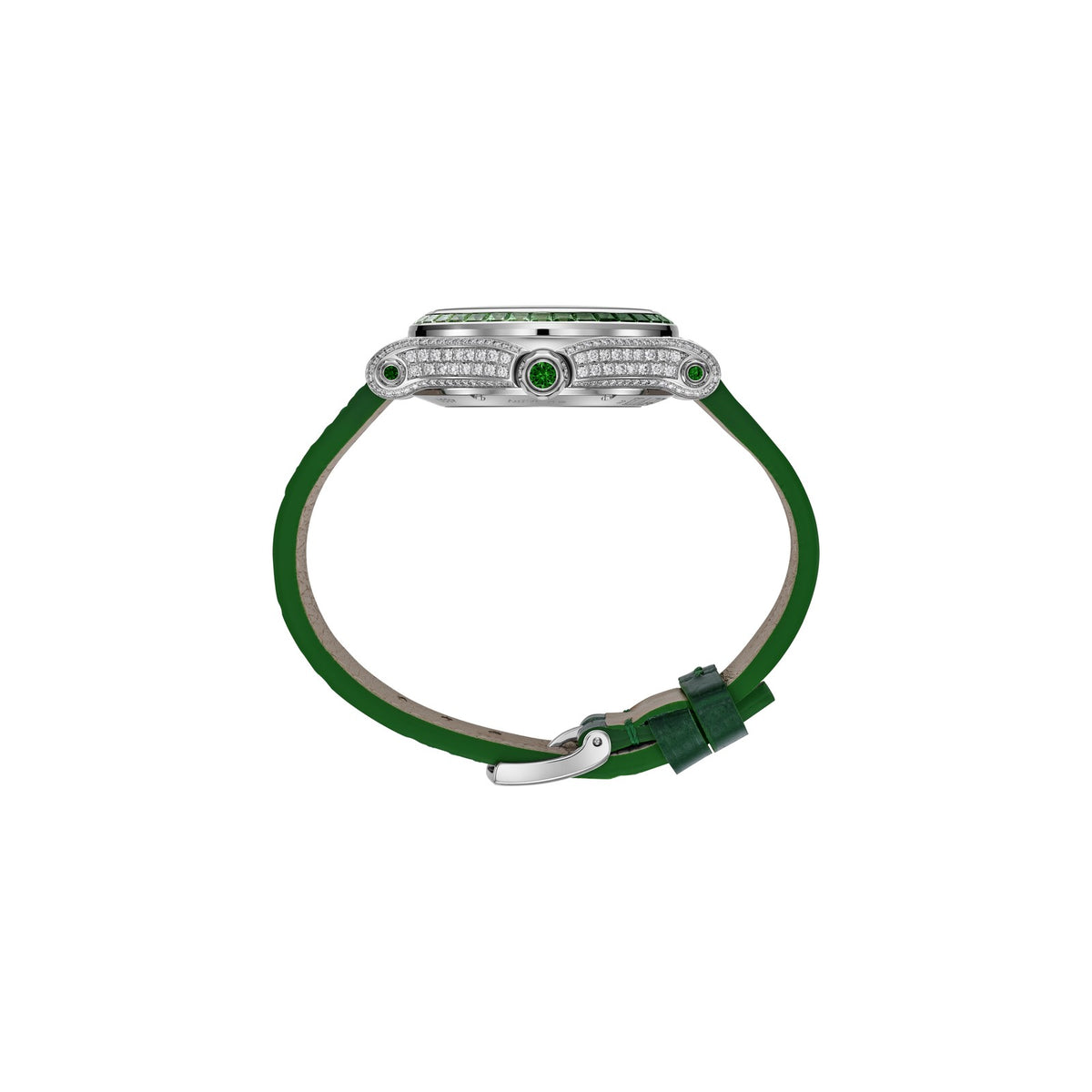 Chopard Happy Sport watch in 18k ethical white gold with diamonds and tsavorites, view 3