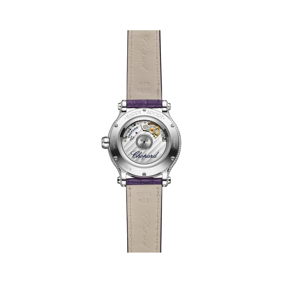 Chopard Happy Sport watch in 18k ethical white gold with diamonds and sapphires, view 2