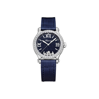 Chopard Happy Sport watch in 18k ethical white gold with moving diamonds