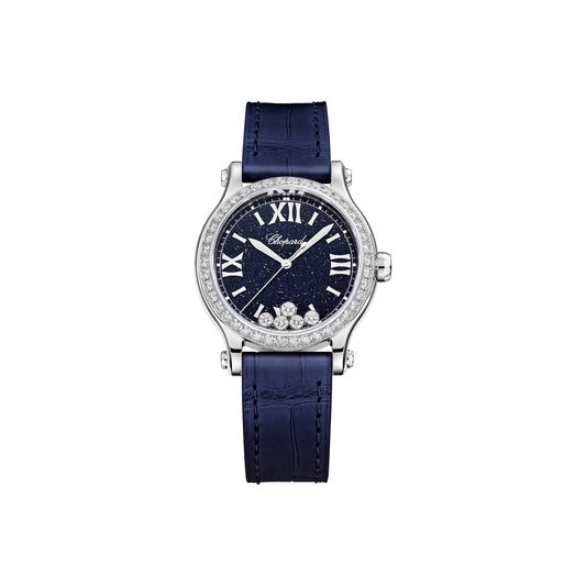 Chopard Happy Sport watch in 18k ethical white gold with moving diamonds
