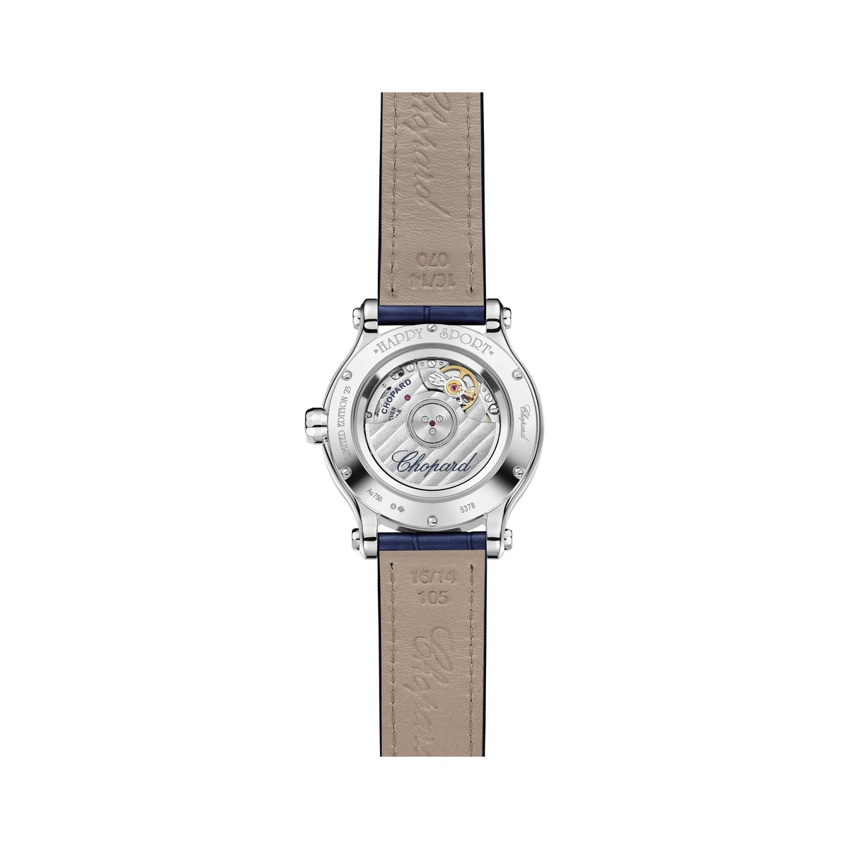 Chopard Happy Sport watch in 18k ethical white gold with moving diamonds, view 2