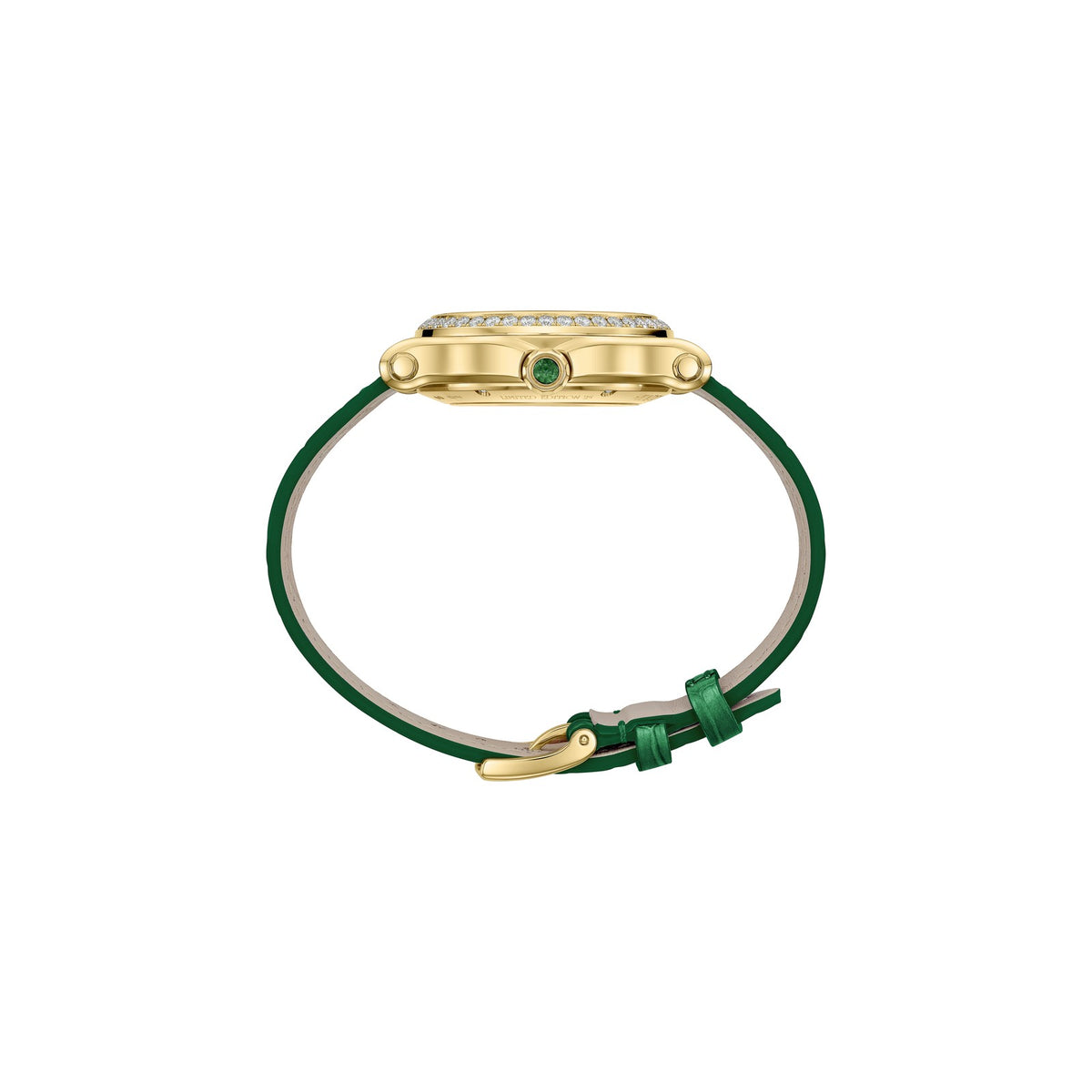 Chopard Happy Sport watch in 18k ethical yellow gold with moving diamonds, garnet and tsavorites, view 3