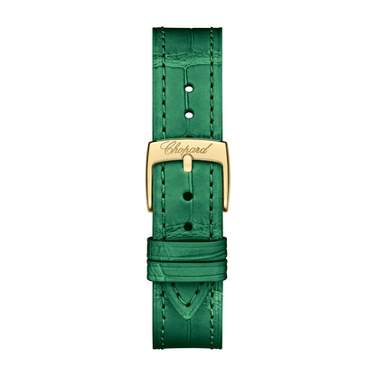 Chopard Happy Sport watch in 18k ethical yellow gold with moving diamonds, garnet and tsavorites, view 4