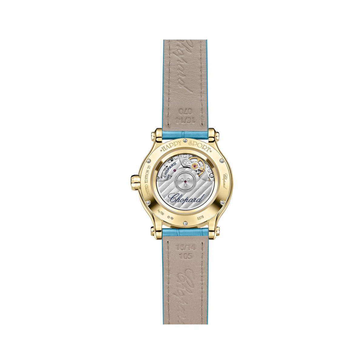 Chopard Happy Sport watch in 18k ethical yellow gold, view 2