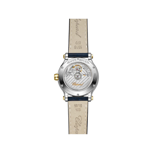 Chopard Happy Sport watch in 18k ethical yellow gold and stainless steel with moving diamonds, view 2