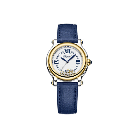 Chopard Happy Sport watch in 18k ethical yellow gold and stainless steel with diamonds