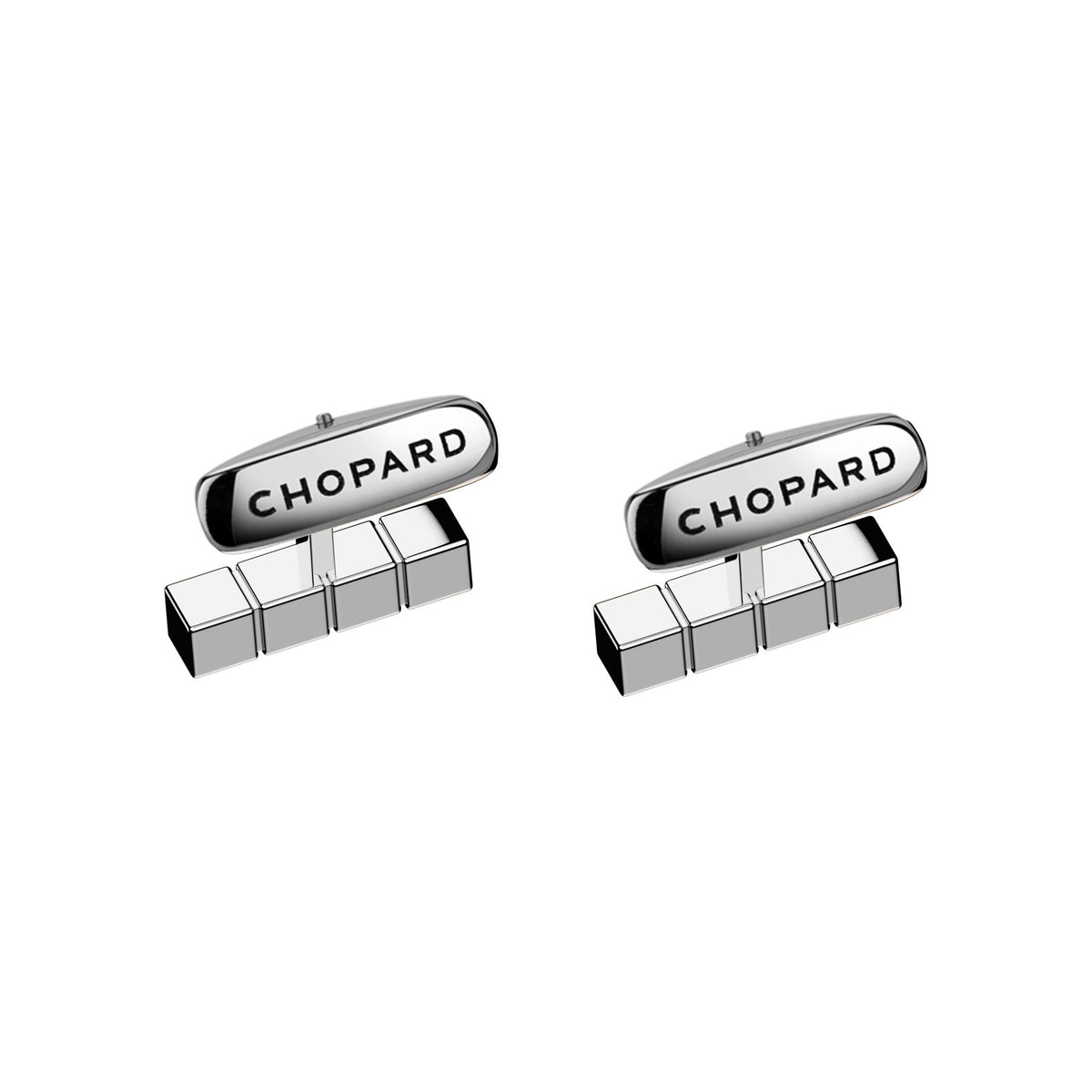 Chopard Ice Cube cufflinks in metal with silver tone finish view 2
