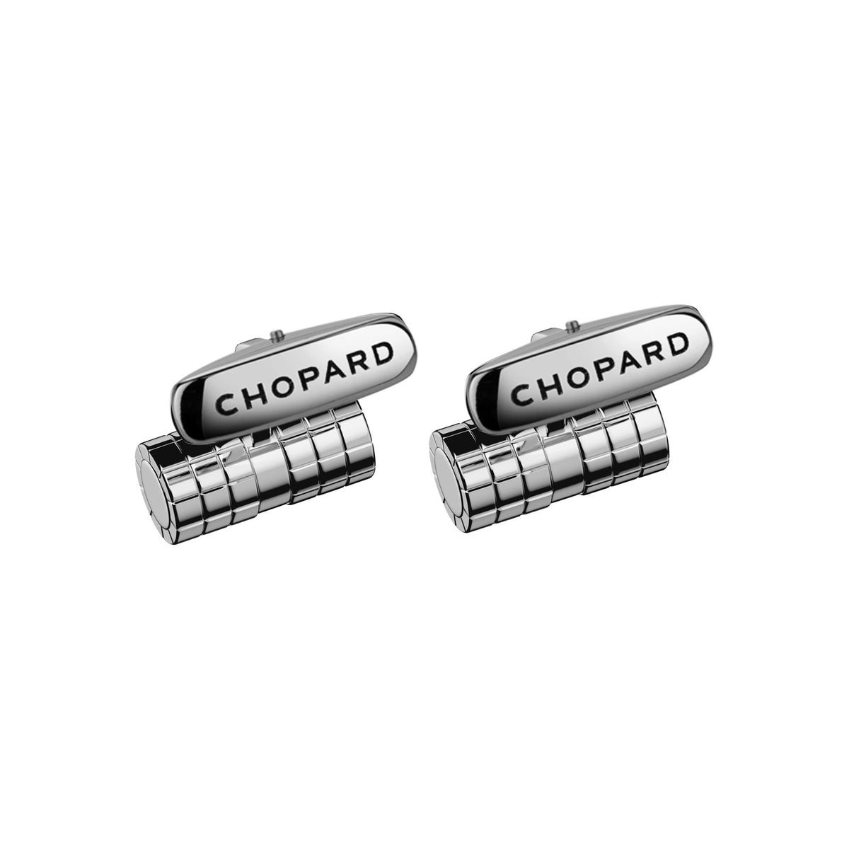 Chopard Ice Cube cufflinks in metal with silver tone finish view 2