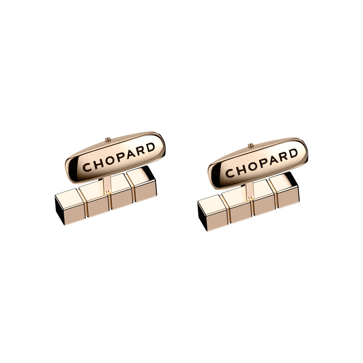 Chopard Ice Cube cufflinks in metal with rose gold tone finish view 2