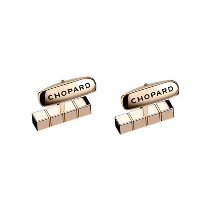 Chopard Ice Cube cufflinks in metal with rose gold tone finish view 2