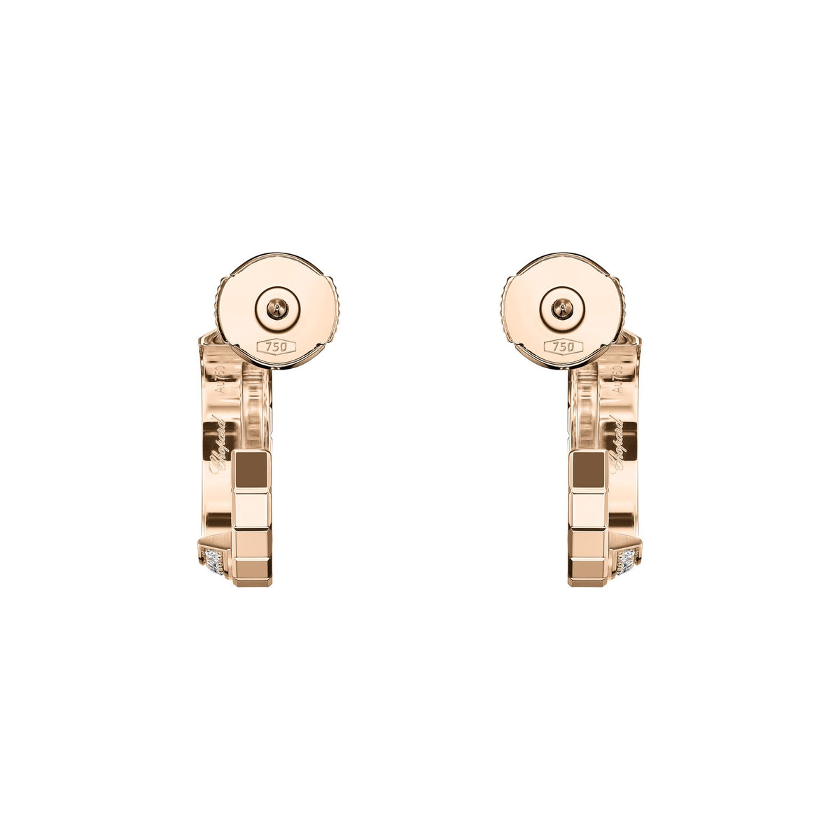 Chopard Ice Cube earrings in 18k ethical rose gold with diamonds view 4