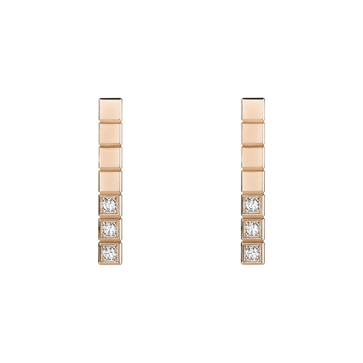 Chopard Ice Cube earrings in 18k ethical rose gold with diamonds view 3