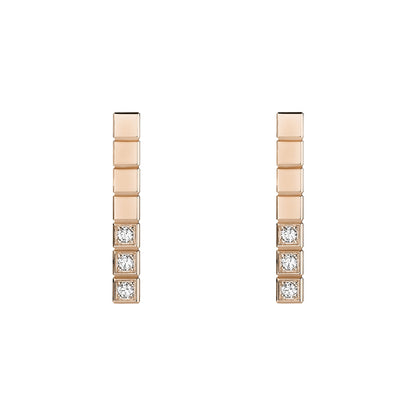 Chopard Ice Cube earrings in 18k ethical rose gold with diamonds view 3