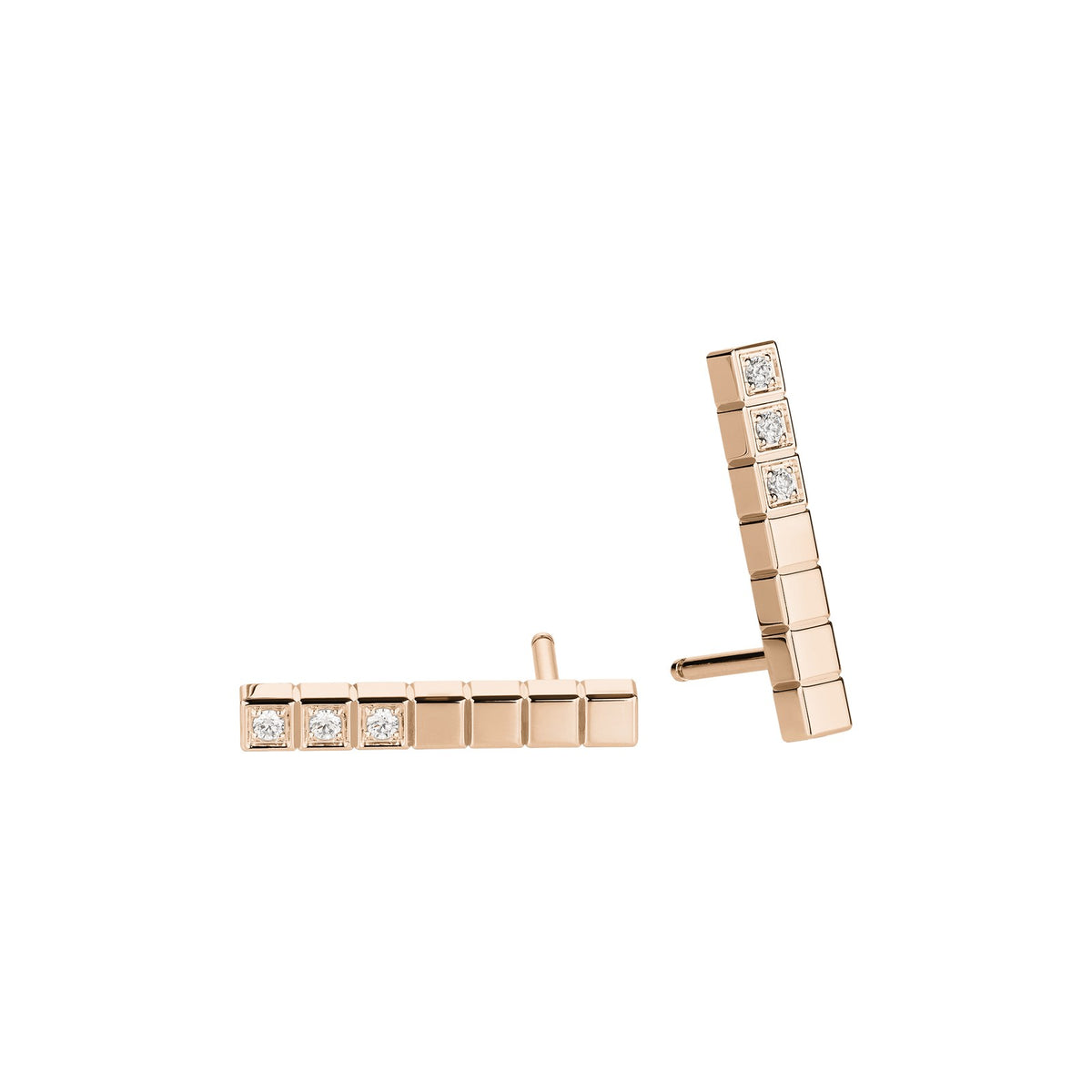 Chopard Ice Cube earrings in 18k ethical rose gold with diamonds view 5