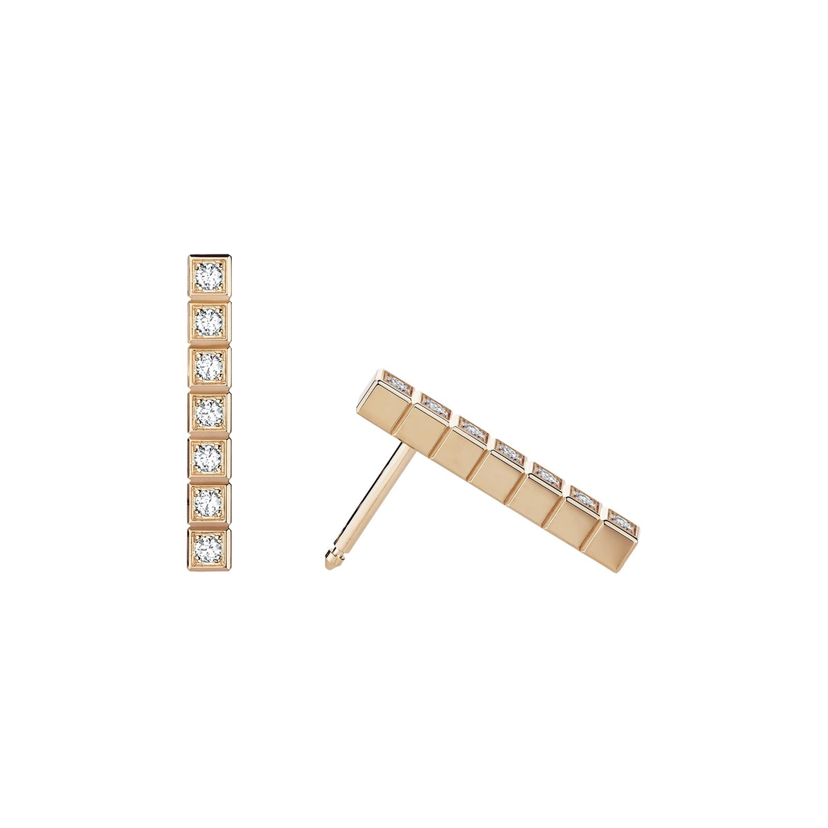 Chopard Ice Cube earrings in 18k ethical rose gold with diamonds view 2