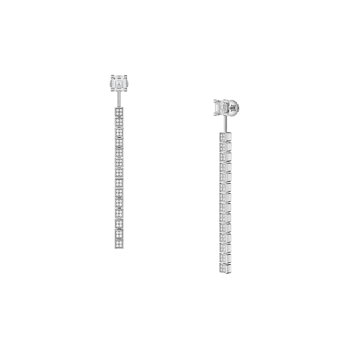Chopard Ice Cube earrings in 18k ethical white gold with diamonds and emeralds