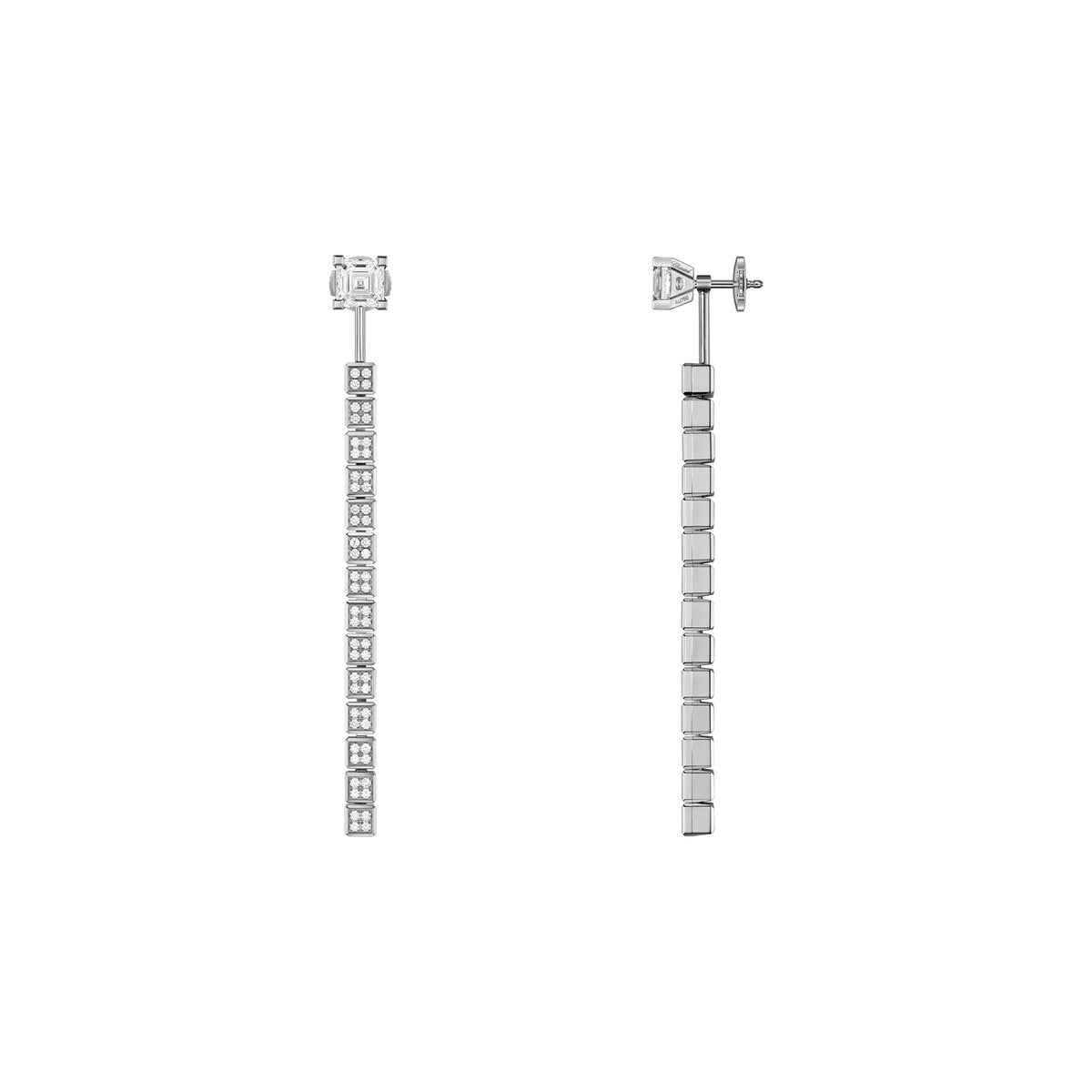 Chopard Ice Cube earrings in 18k ethical white gold with diamonds and emeralds view 2