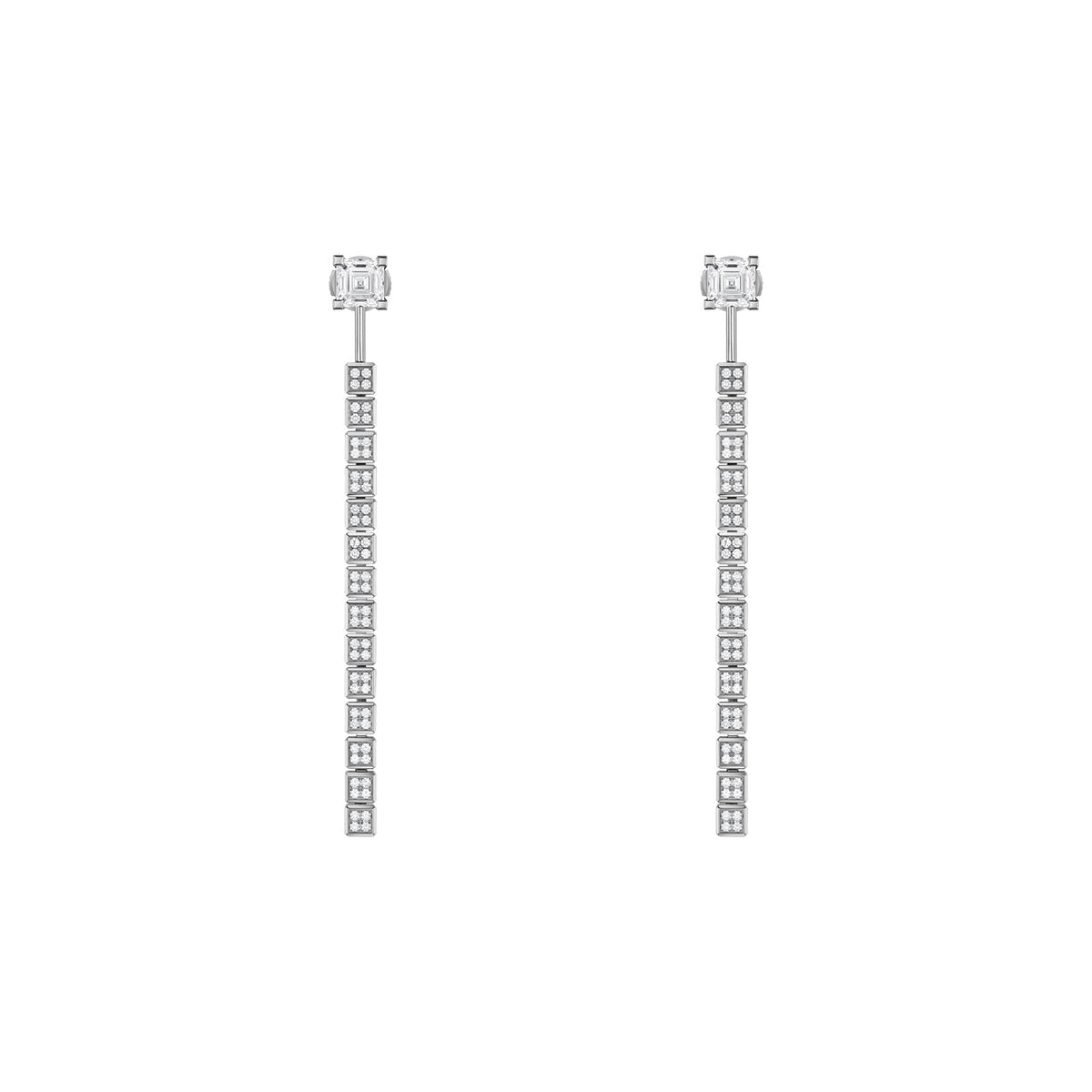 Chopard Ice Cube earrings in 18k ethical white gold with diamonds and emeralds view 3