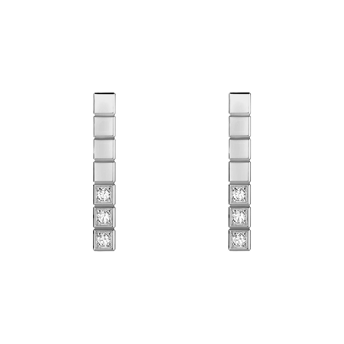 Chopard Ice Cube earrings in 18k ethical white gold with diamonds view 3