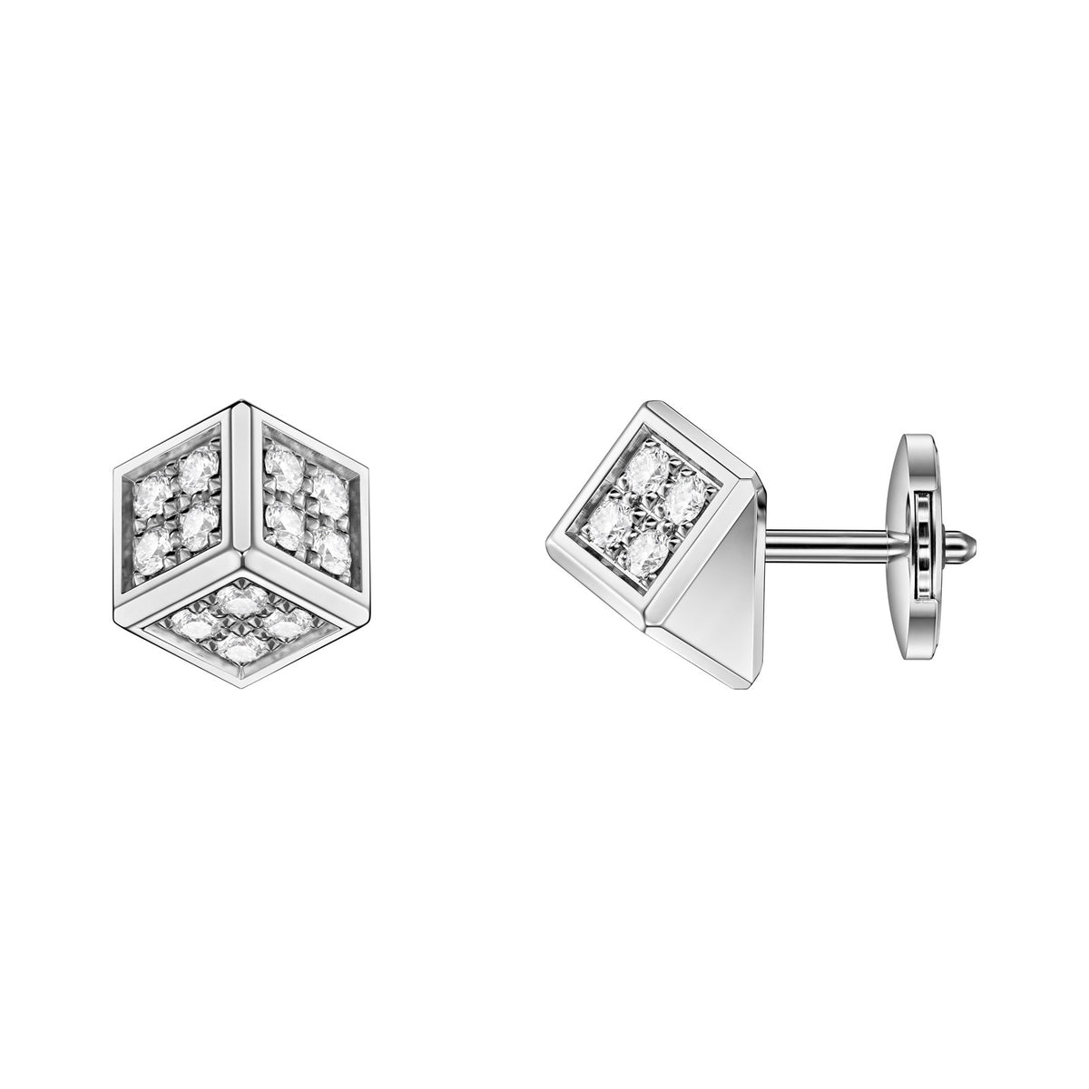 Chopard Ice Cube earrings in 18k ethical white gold with diamonds view 2