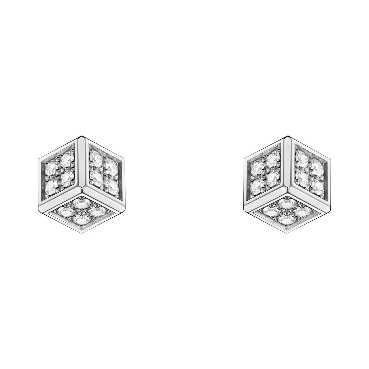 Chopard Ice Cube earrings in 18k ethical white gold with diamonds view 3