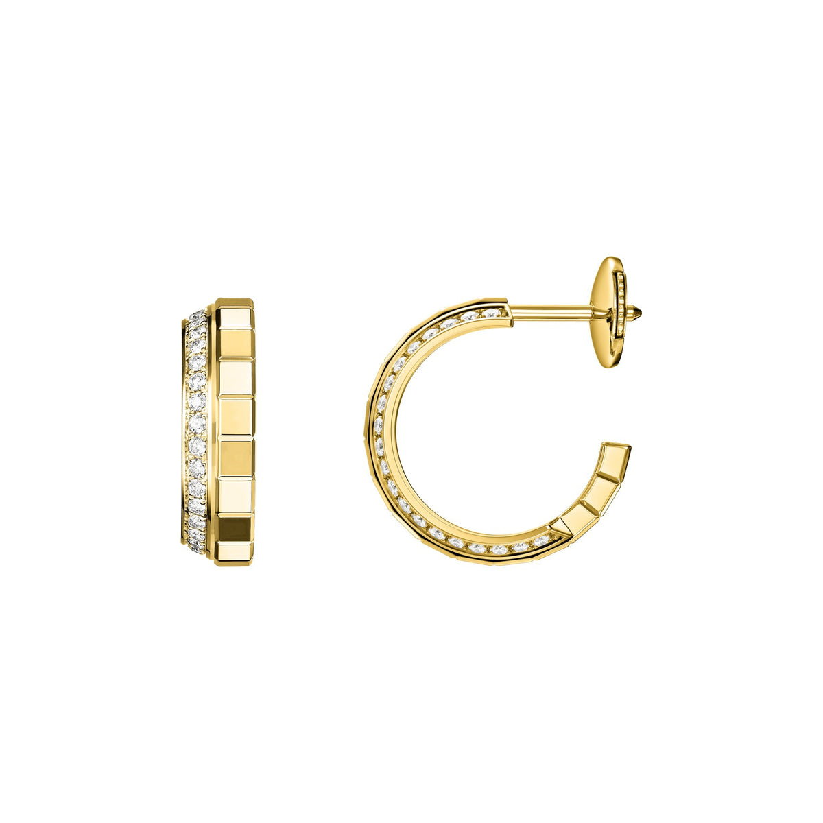 Chopard Ice Cube earrings in 18k ethical yellow gold with diamonds view 2