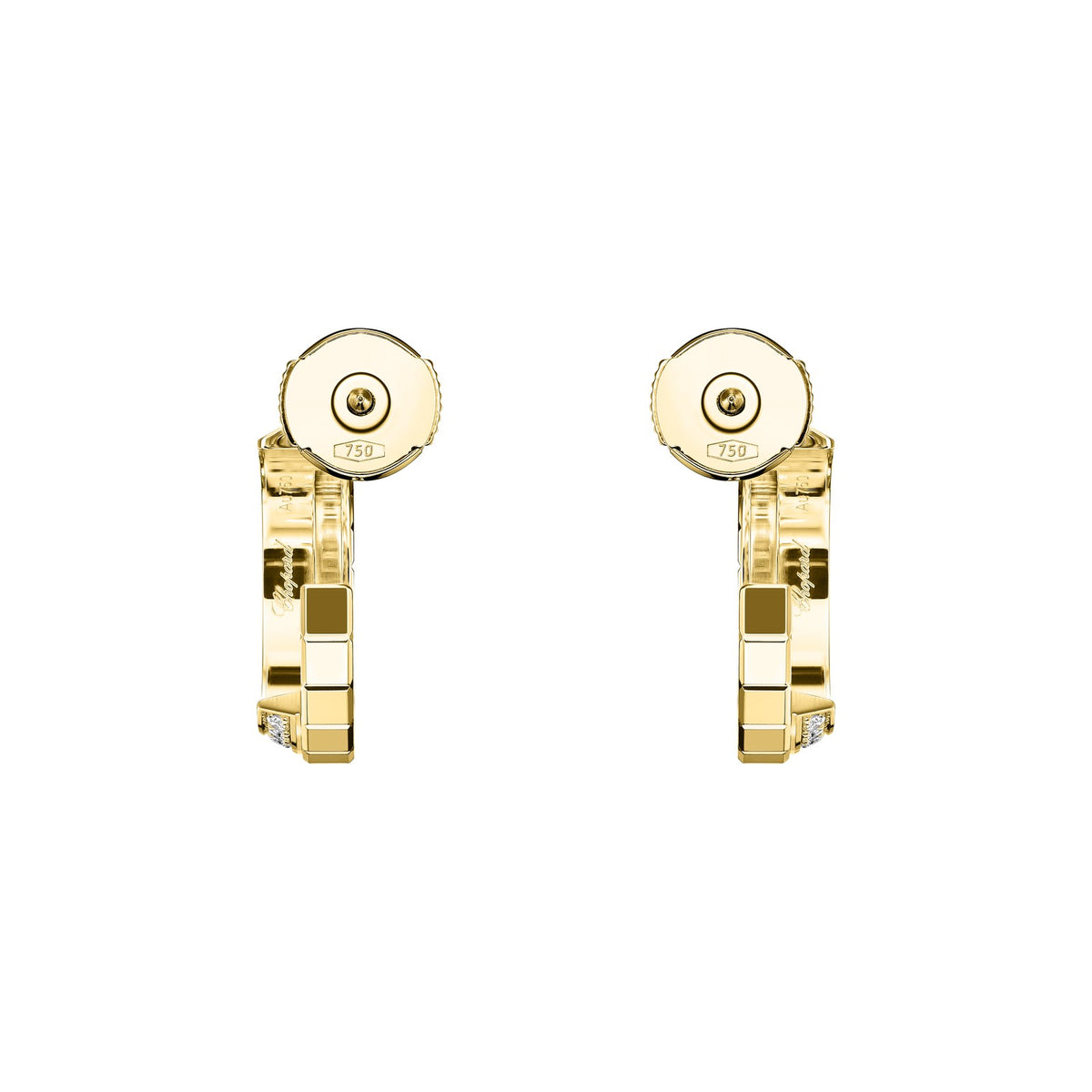 Chopard Ice Cube earrings in 18k ethical yellow gold with diamonds view 4