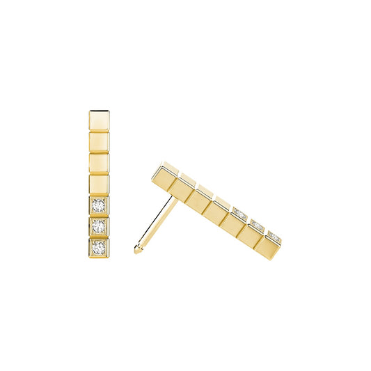 Chopard Ice Cube earrings in 18k ethical yellow gold with diamonds view 2