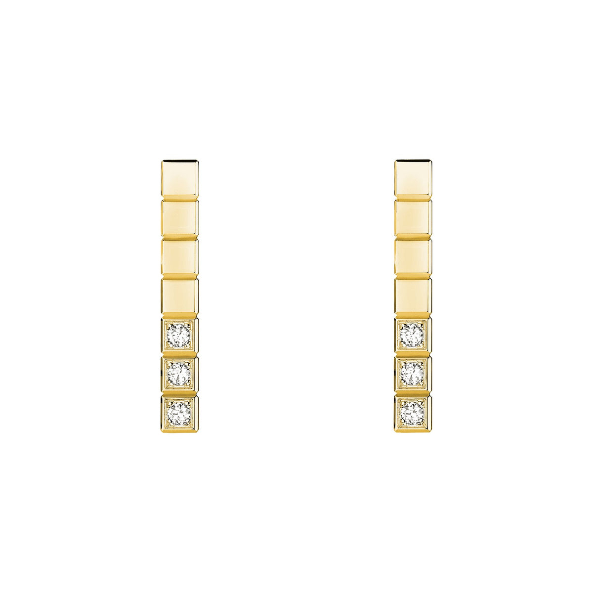 Chopard Ice Cube earrings in 18k ethical yellow gold with diamonds view 3