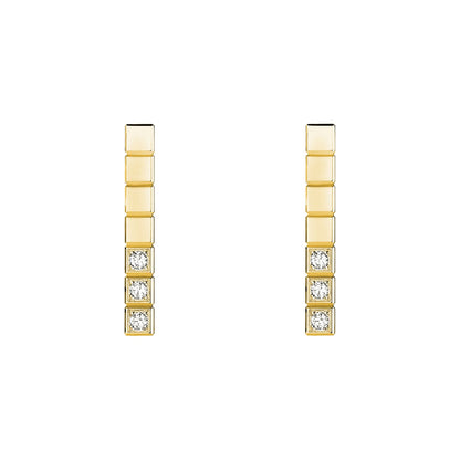 Chopard Ice Cube earrings in 18k ethical yellow gold with diamonds view 3