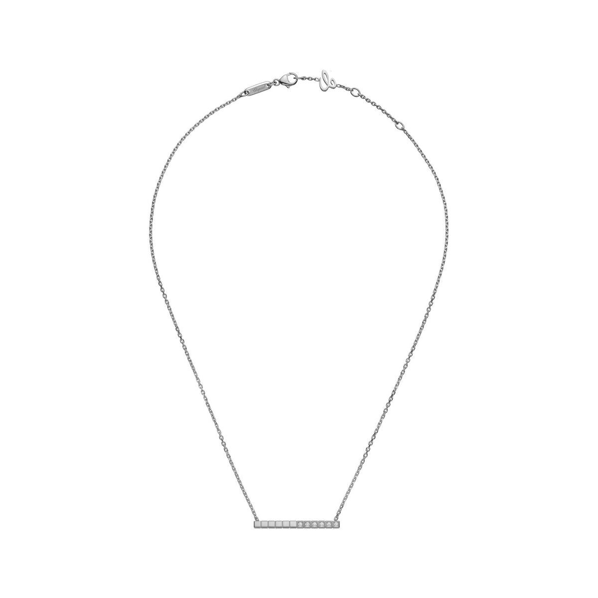 Chopard Ice Cube necklace in 18k ethical white gold with diamonds view 3