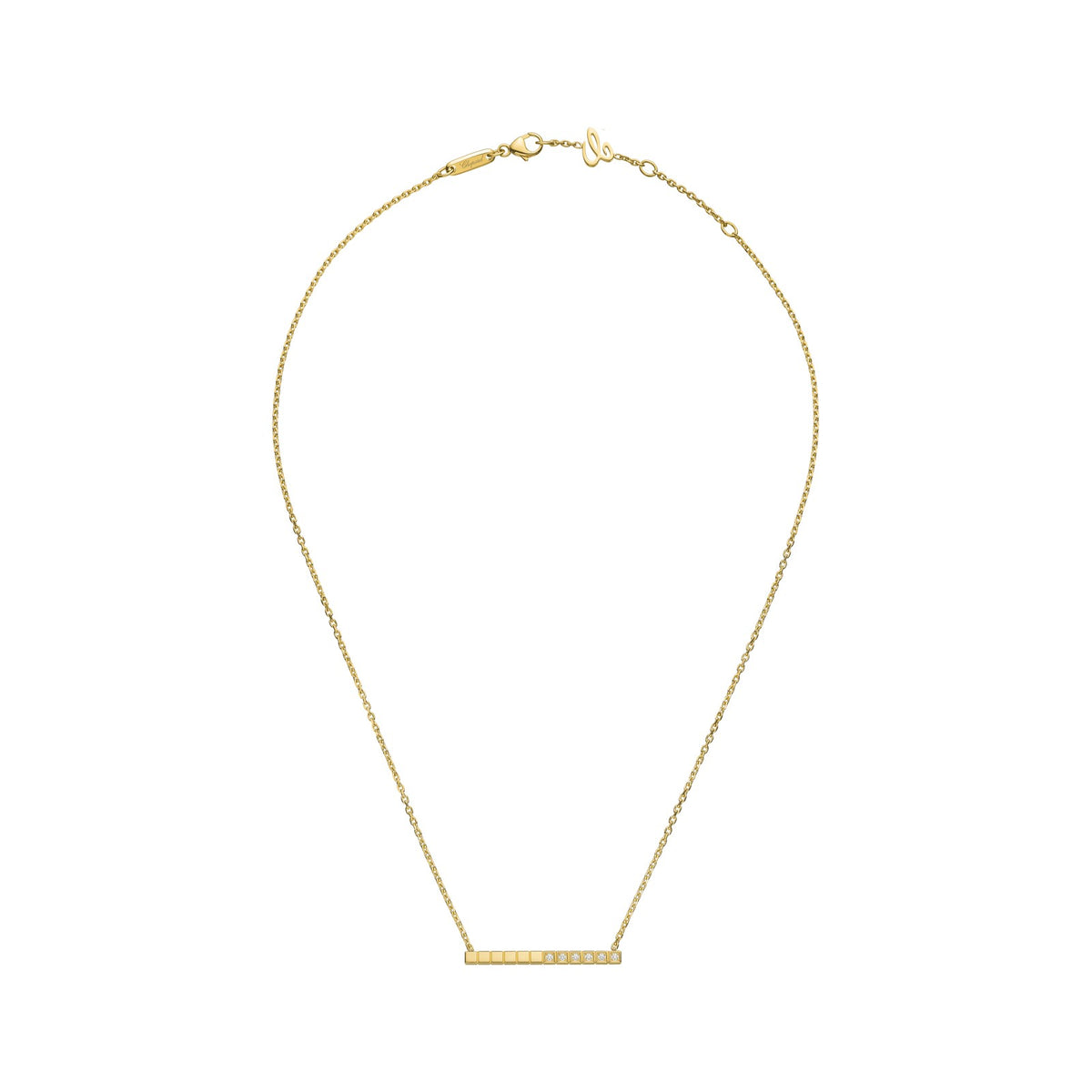 Chopard Ice Cube necklace in 18k ethical yellow gold with diamonds view 3