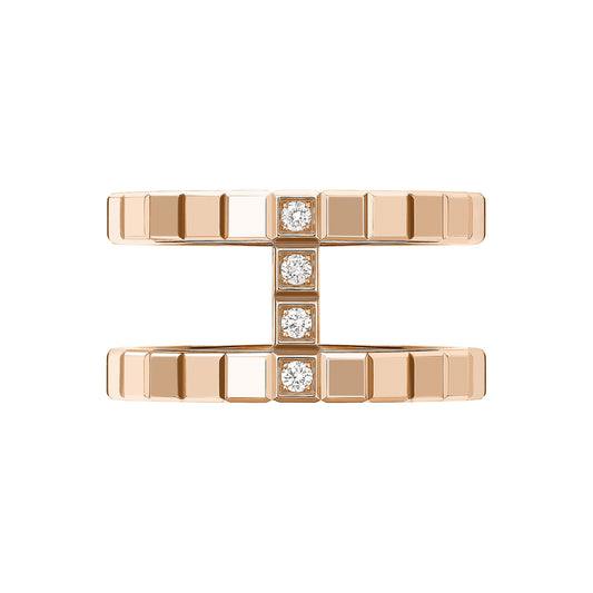 Chopard Ice Cube ring in 18k ethical rose gold with diamonds, view 2