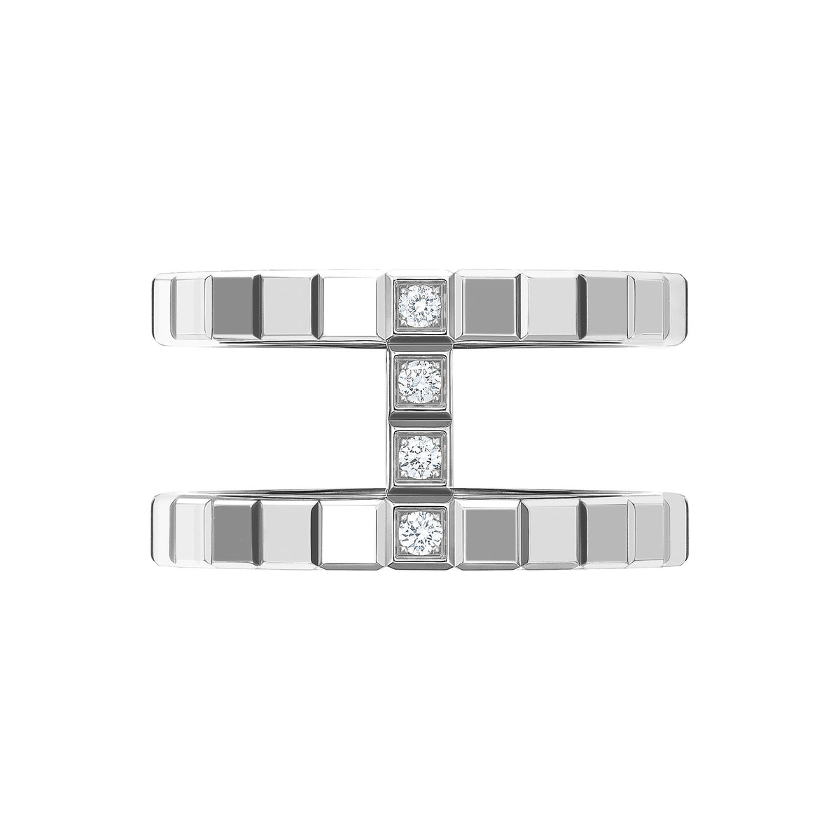 Chopard Ice Cube ring in 18k ethical white gold with diamonds, view 2