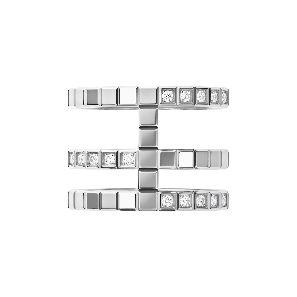 Chopard Ice Cube ring in 18k ethical white gold with diamonds, view 2