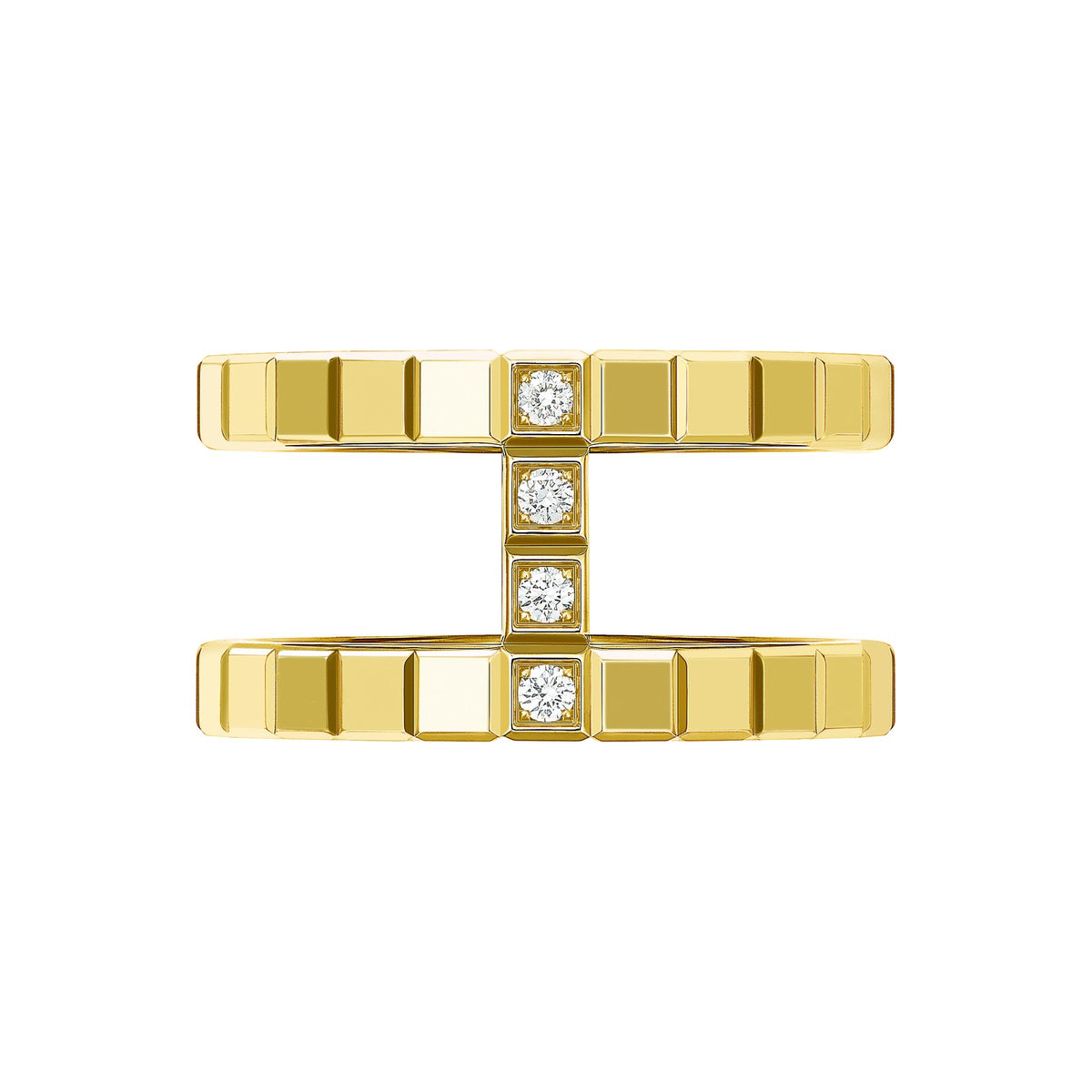 Chopard Ice Cube ring in 18k ethical yellow gold with diamonds, view 2