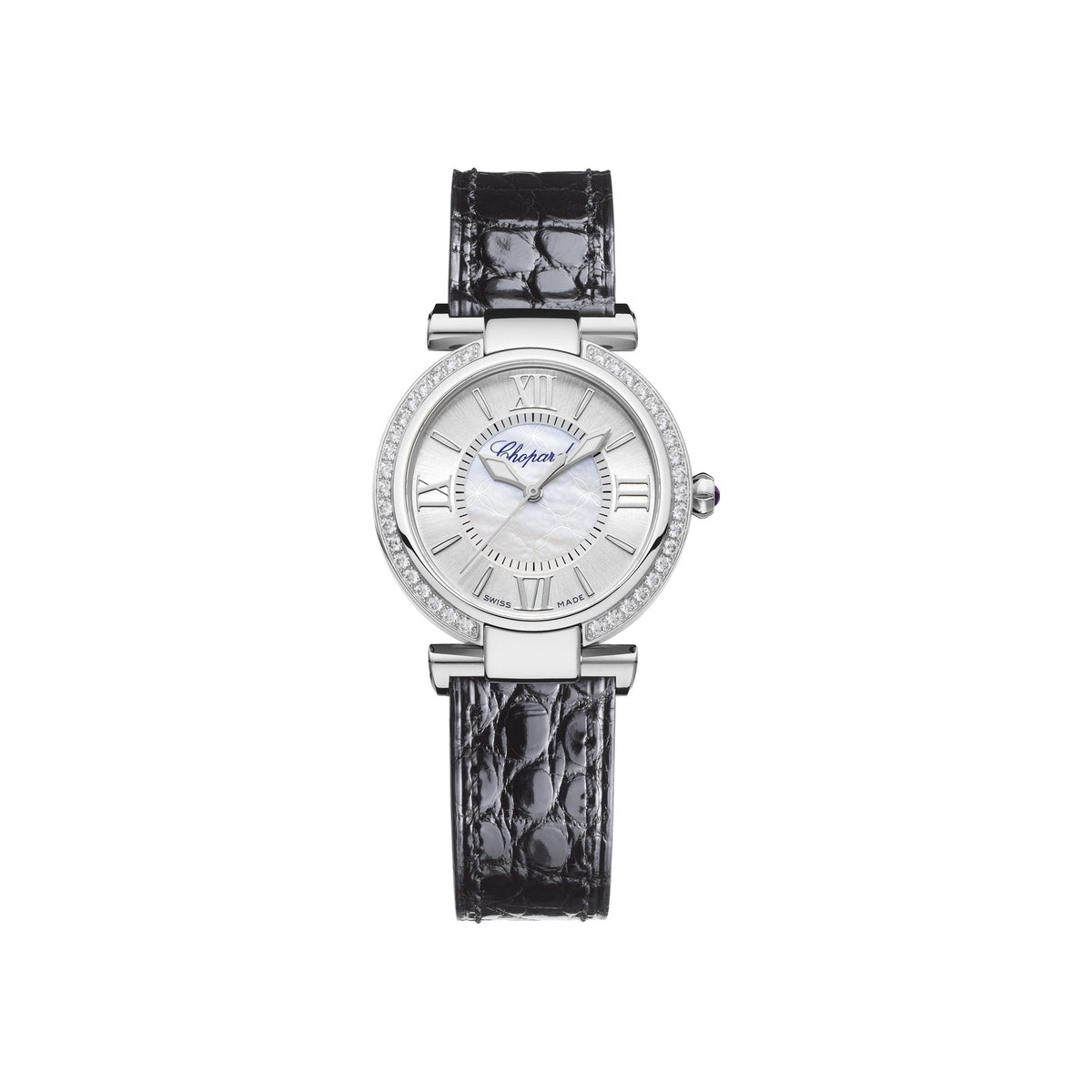 Chopard IMPERIALE watch in stainless steel with diamonds and amethysts