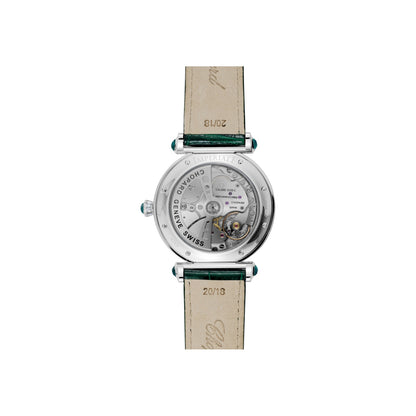 Chopard IMPERIALE watch in 18k ethical white gold with diamonds and emeralds, view 2