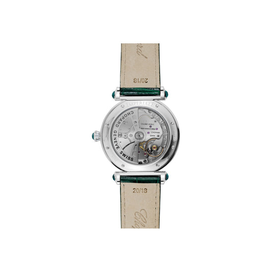 Chopard IMPERIALE watch in 18k ethical white gold with diamonds and emeralds, view 2
