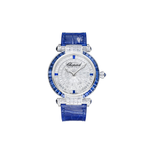 Chopard IMPERIALE watch in 18k ethical white gold with diamonds and sapphires