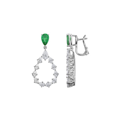 Chopard L'Heure du Diamant earrings in 18k ethical white gold with diamonds and emeralds view 2