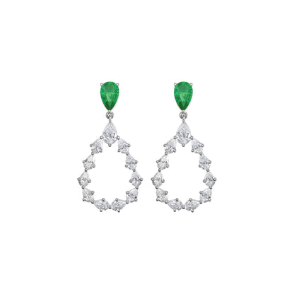 Chopard L'Heure du Diamant earrings in 18k ethical white gold with diamonds and emeralds view 3