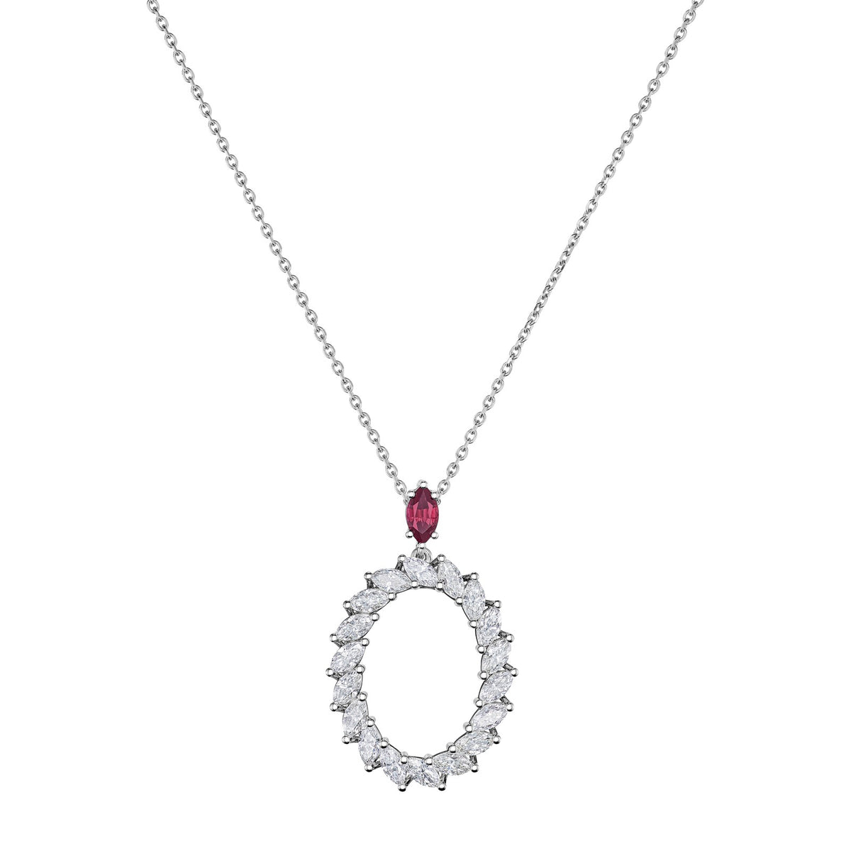 Chopard L'Heure du Diamant pendant in 18k ethical white gold with diamonds and rubies