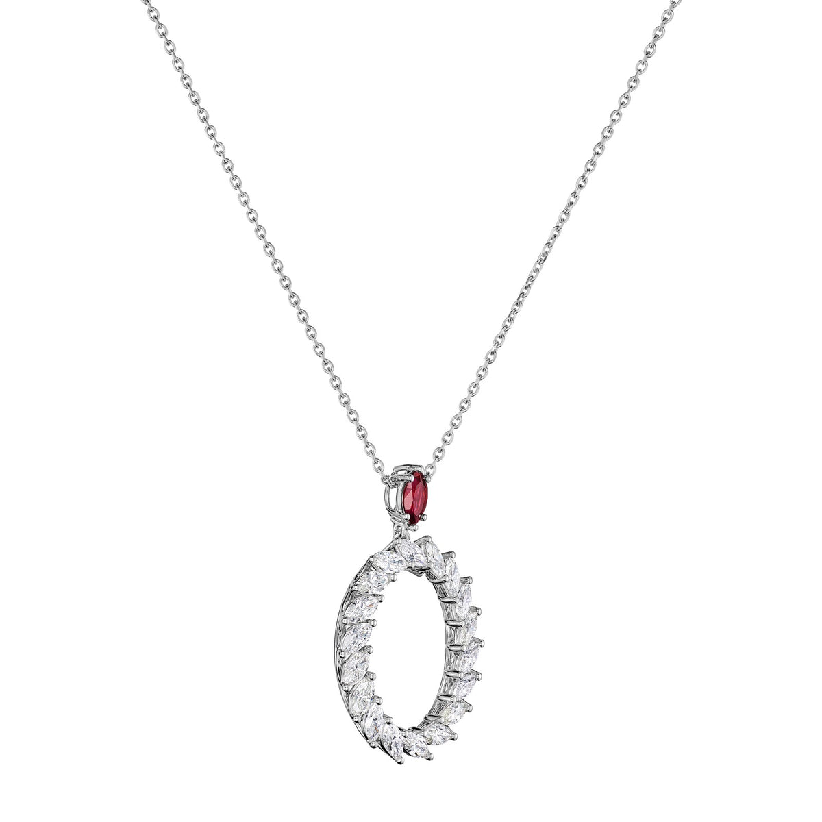 Chopard L'Heure du Diamant pendant in 18k ethical white gold with diamonds and rubies, view 2