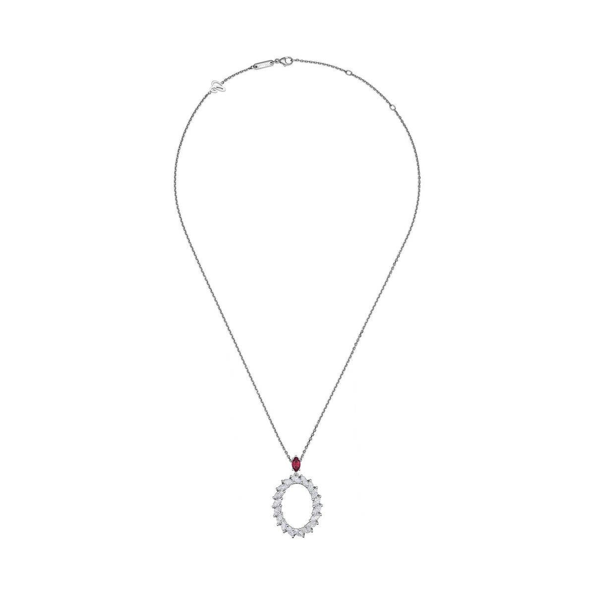 Chopard L'Heure du Diamant pendant in 18k ethical white gold with diamonds and rubies, view 3