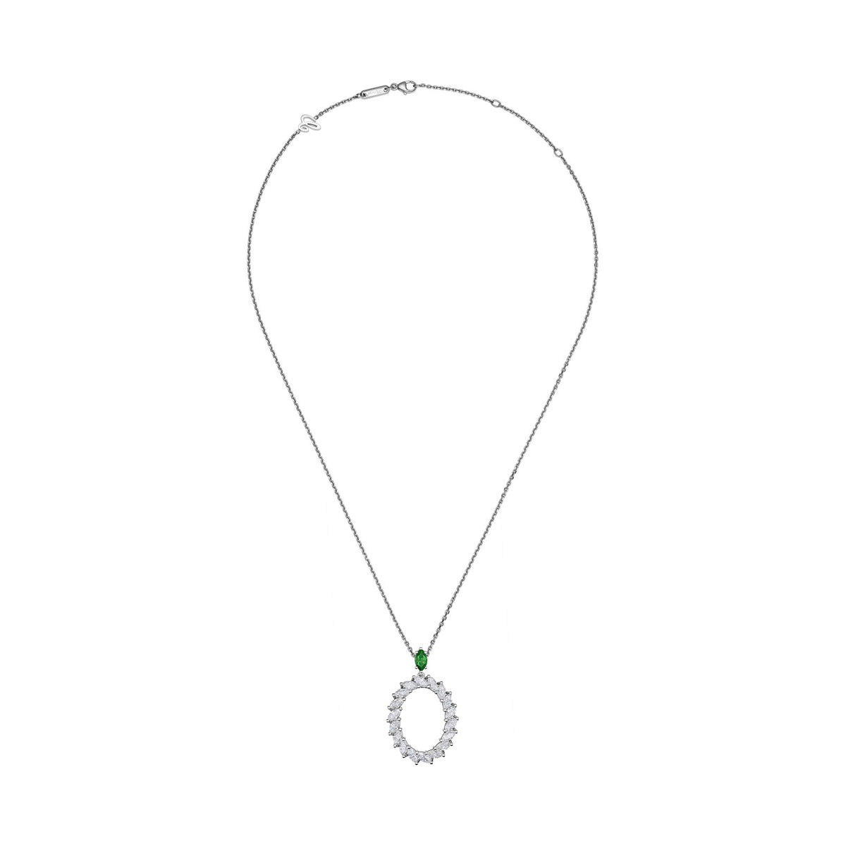Chopard L'Heure du Diamant pendant in 18k ethical white gold with diamonds and emeralds, view 3