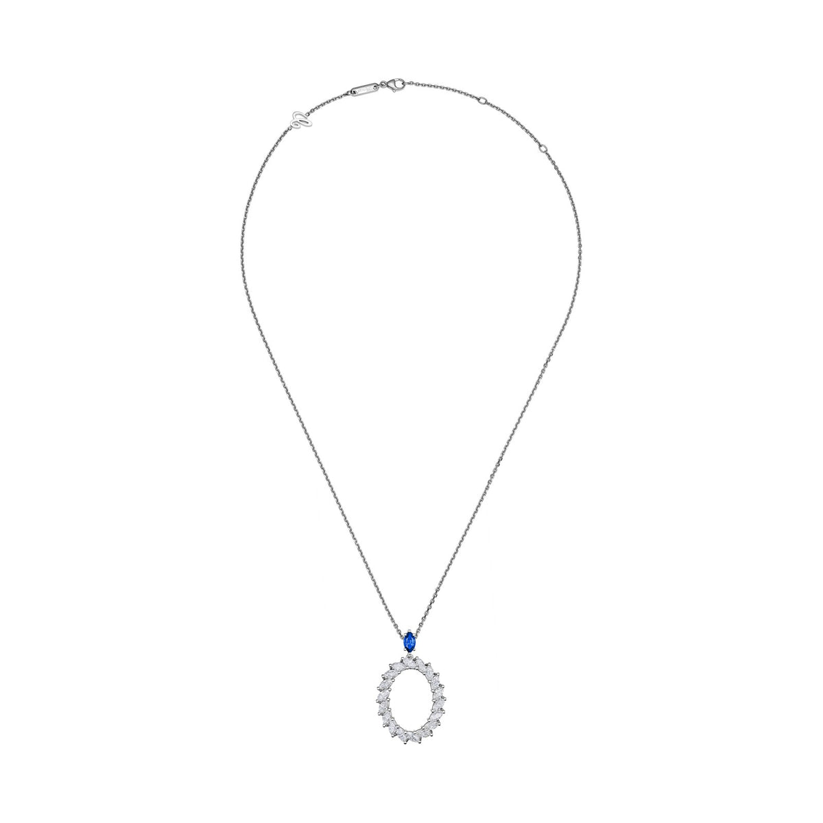 Chopard L'Heure du Diamant pendant in 18k ethical white gold with diamonds and sapphires, view 3
